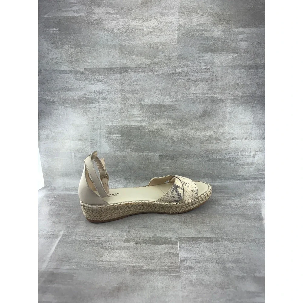Cole Haan Grand Snake Print Espadrille Wedge Sandals Beige W17079 Women Sz 7.5